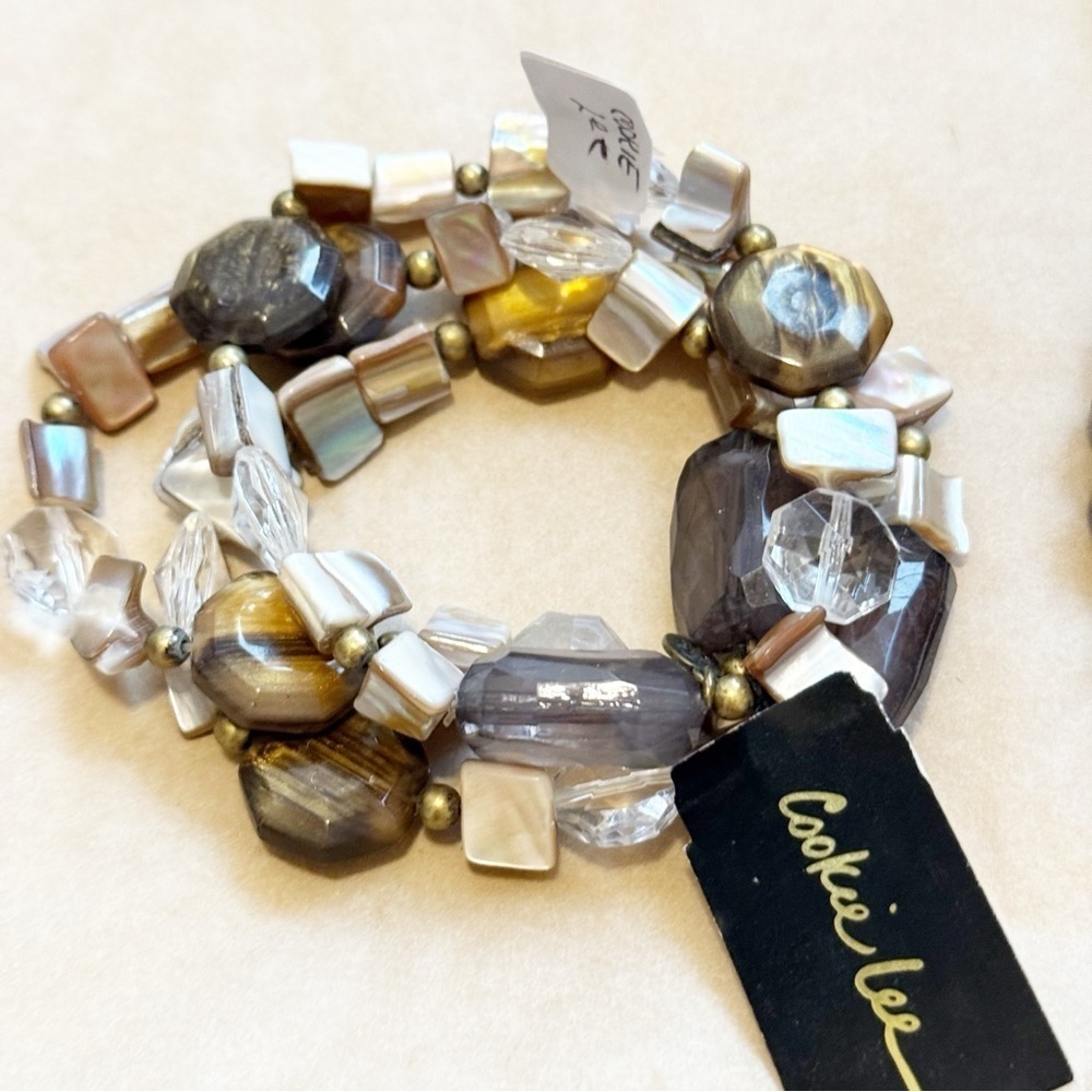 Bundle of 6 Jewel Tone Beaded Bracelets - Picture 3 of 7